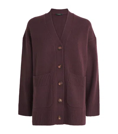 Joseph Womens Maraschino Luxe Relaxed-fit Cashmere Cardigan Xs In Burgundy