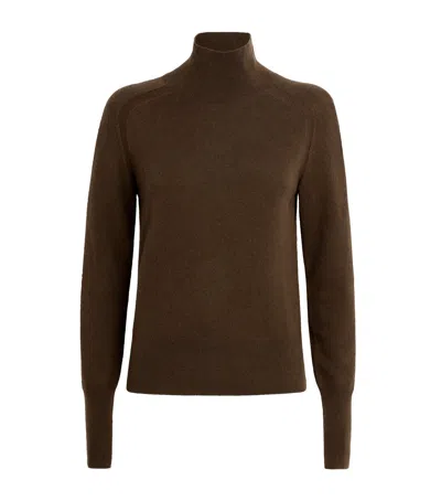 Joseph Cashmere Oxna Funnel-neck Sweater In Brown