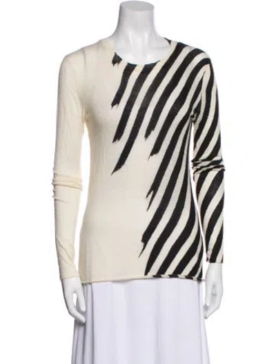 Pre-owned Joseph Cashmere Striped Sweater In White