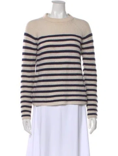 Pre-owned Joseph Cashmere Striped Sweater In White