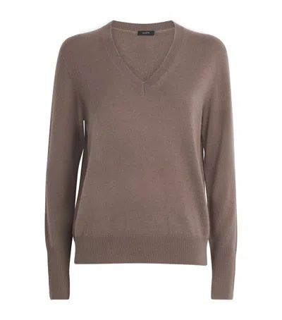 Joseph Cashmere V-neck Sweater In Brown