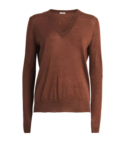 Joseph Cashmere V-neck Sweater In Brown