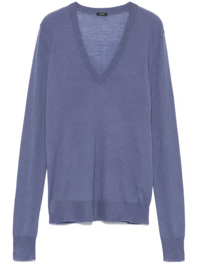 Joseph Cashmere V-neck Top In Blue