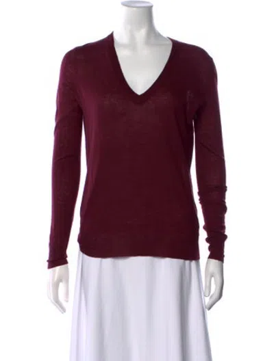 Pre-owned Joseph Cashmere V-neck Sweater In Burgundy