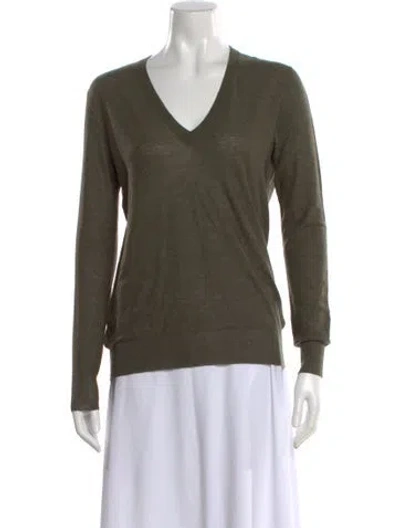 Pre-owned Joseph Cashmere V-neck Sweater In Green
