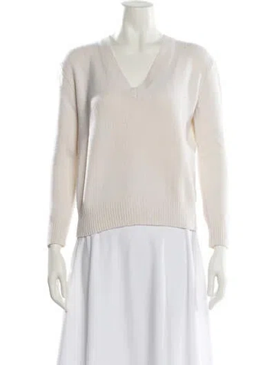 Pre-owned Joseph Cashmere V-neck Sweater In White