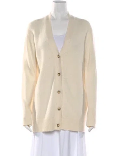 Pre-owned Joseph Cashmere V-neck Sweater In White