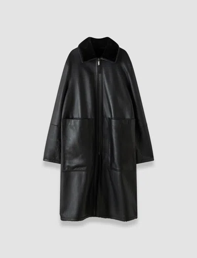 Joseph Caspian Soft Shearling Reversible Coat In Black