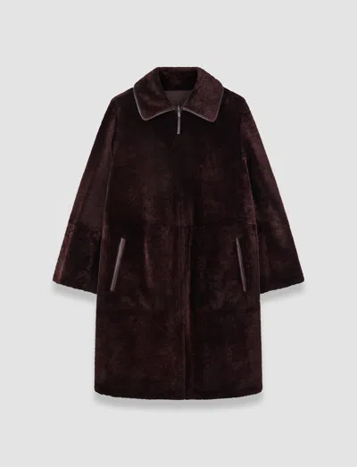 Joseph Caspian Soft Shearling Reversible Coat In Brown