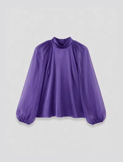 Joseph Cave Double Satin Blouse In Purple