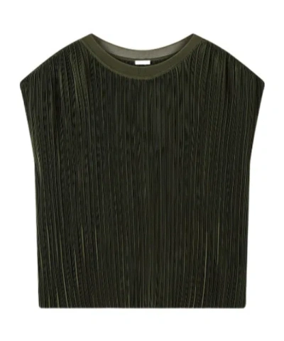 Joseph Cedre Pleated Satin Top In Green