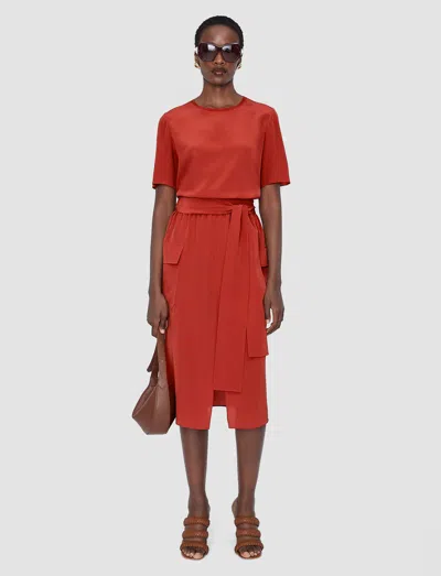 Joseph Charai Crepe De Soie Silk Skirt In Red