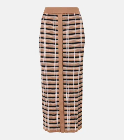 Joseph Checked Wool And Silk Maxi Skirt In Neutrals