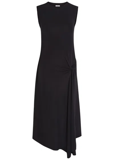 Joseph Cheikh Asymmetric Crepe-jersey Midi Dress In Black