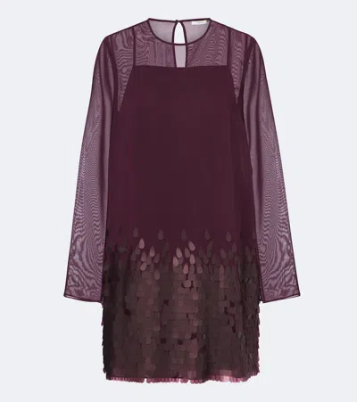 Joseph Cheryl Sequined Chiffon Minidress In Burgundy