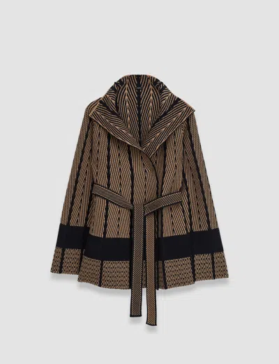 Joseph Chevron Jacquard Knitted Jacket In Black/oak