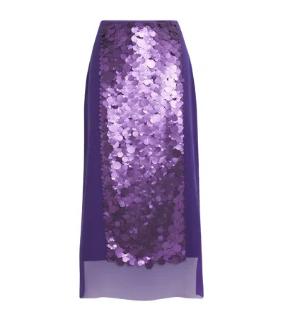 Joseph Chiffon Embellished Cambo Midi Skirt In Purple