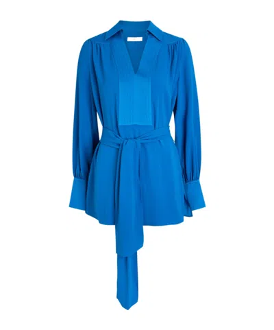 Joseph Womens Siam Blue Bou Belted-waist Crepe Blouse