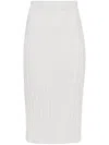 Joseph Knee-length Satiny Ribbed Skirt With Comfortable Waistband In Neutrals