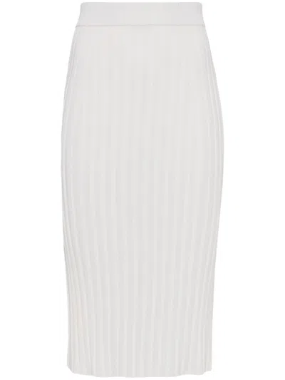 Joseph Satiny Rib-knit Midi Skirt In Neutrals