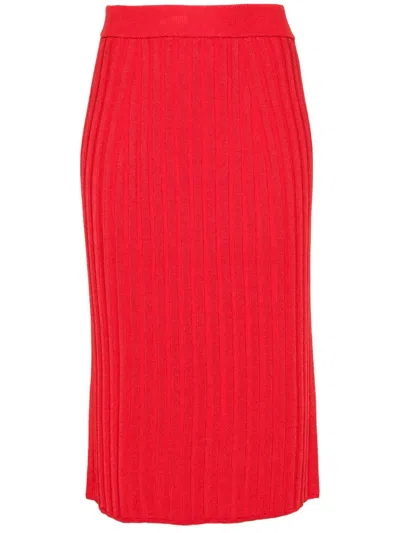 Joseph Chunky-ribbed Skirt In Red