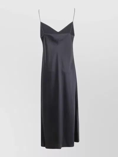 Joseph Clea Dress Silk Midi V Neckline In Black
