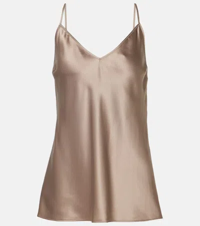 Joseph Clea Top Blouse Silk Satin In Escargot