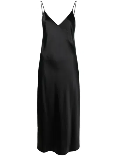 Joseph Clea Silk Strappy Midi Dress In Black