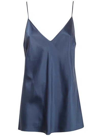 Joseph "clea Top" Blouse Silk Satin In Blue