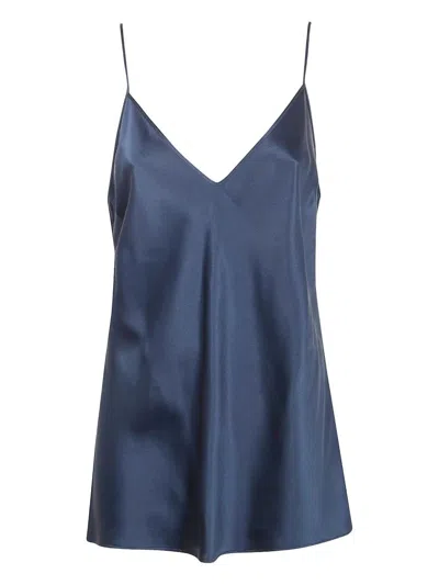 JOSEPH "CLEA TOP" BLOUSE SILK SATIN,JF009634 0365 INDIGO