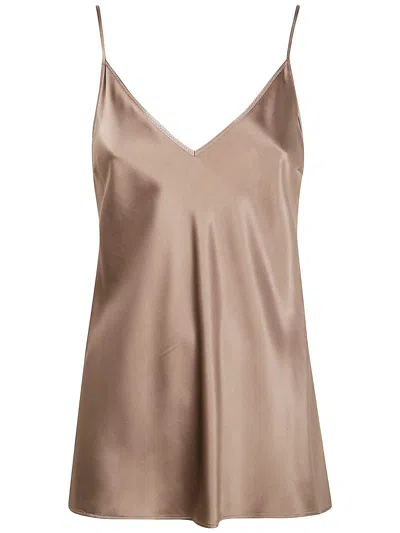 Joseph Clea Top Blouse Silk Satin In Escargot