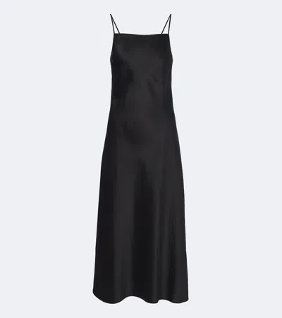 Joseph Cloe Silk Satin Midi Dress In Black