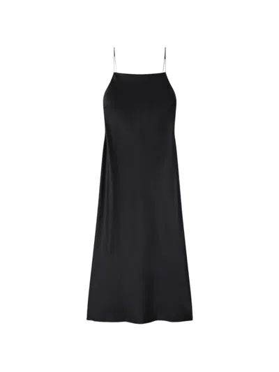 Joseph Womens Cloe Square-neck Silk Midi Dress Black
