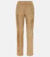 Joseph Coleman Cropped Suede Straight Pants In Oak