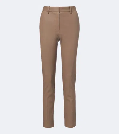 Joseph Coleman Leather Slim Pants In Yellow