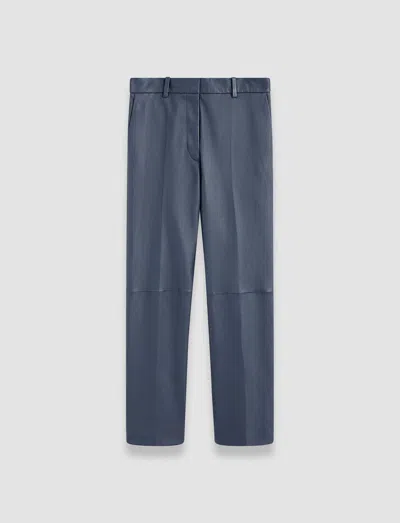 Joseph Coleman Leather Stretch Trousers In Harbour