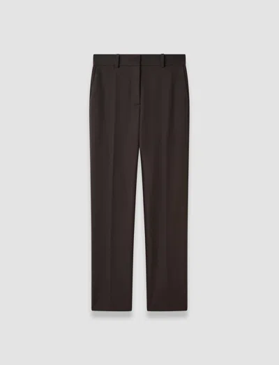 Joseph Coleman Long Gabardine Stretch Trousers In Brown