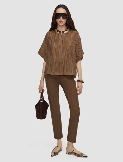 Joseph Coleman Long Gabardine Stretch Trousers In Brown