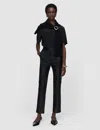 Joseph Coleman Long Leather Stretch Trousers In Black