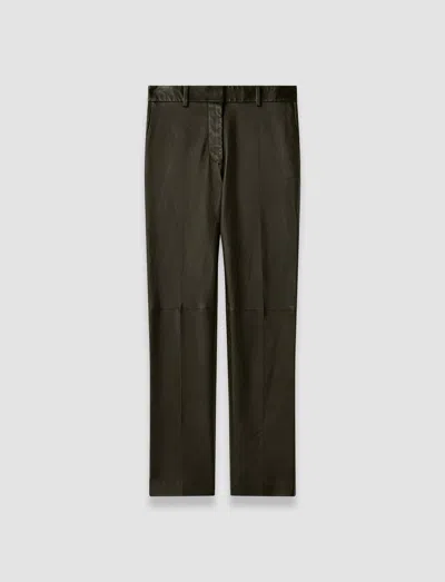 Joseph Coleman Long Leather Stretch Trousers In Green