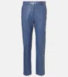 Joseph Coleman Mid-rise Leather Straight Pants In Harbour