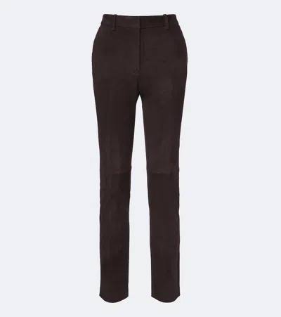 Joseph Coleman Suede Slim Pants In Brown