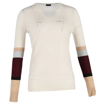 Joseph Color-block Crewneck Sweater In Multicolor Wool In White