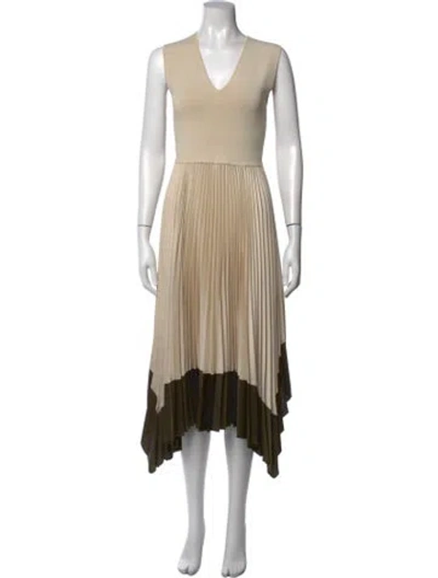 Pre-owned Joseph Colorblock Pattern Midi Length Dress In Green