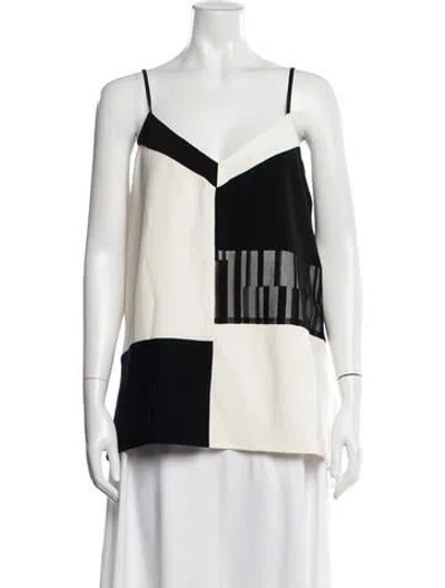 Pre-owned Joseph Colorblock Pattern V-neck Top In White