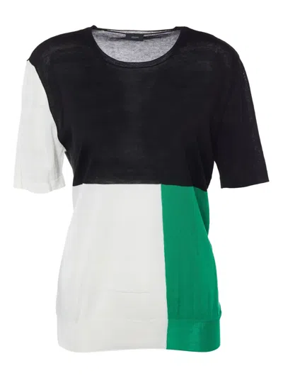 Pre-owned Joseph Colour-block Cotton Top In Black