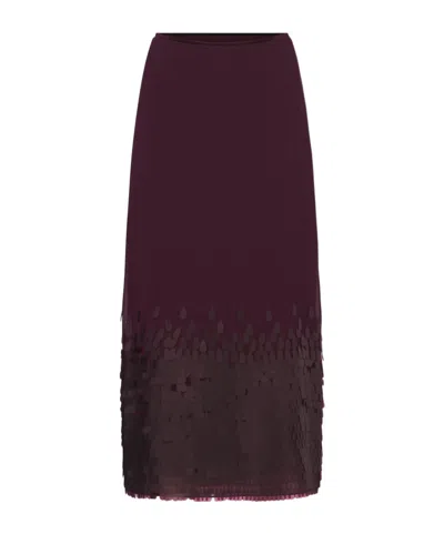 Joseph Connie Chiffon Sequin Midi Skirt In Burgundy