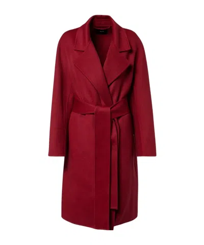 Joseph Womens Mulberry Spencer Belted-waist Wool And Cashmere Coat In Red