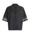 Joseph Womens Leopold Embroidered-stripe Short-sleeve Cotton And Silk-blend Blouse Black In Black