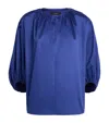 Joseph Womens Cobalt Godin Balloon-sleeve Cotton-sateen Blouse In Blue